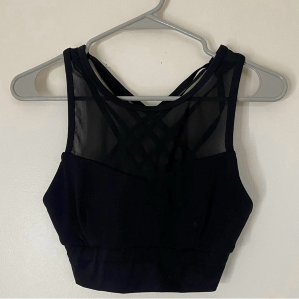 Tavi Noir Women's Black Mesh Sports Bra with Strappy back - Picture 3 of 9